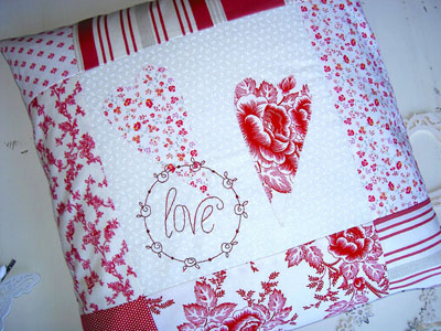 Patchwork kissen rot