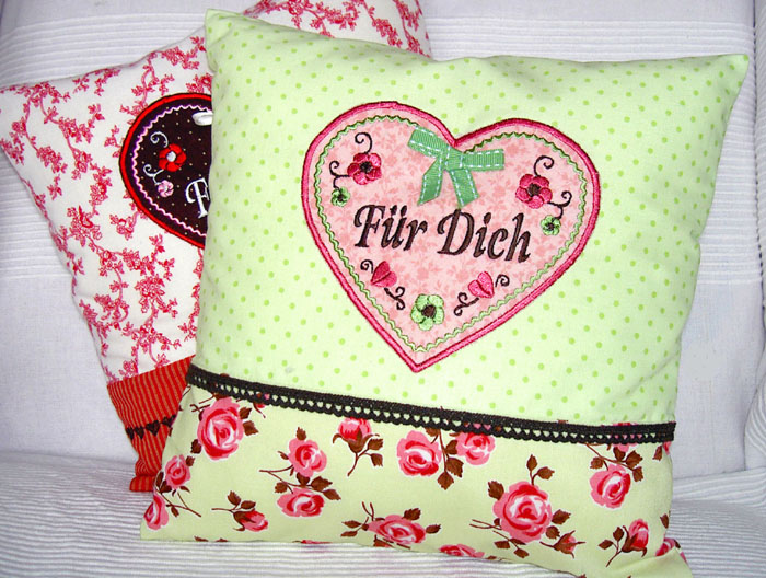 patchwork kissen gruen
