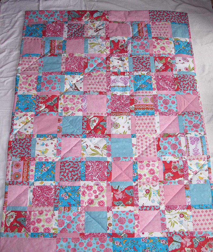 patchworkdecke Quilt t&uuml;rkis rosa