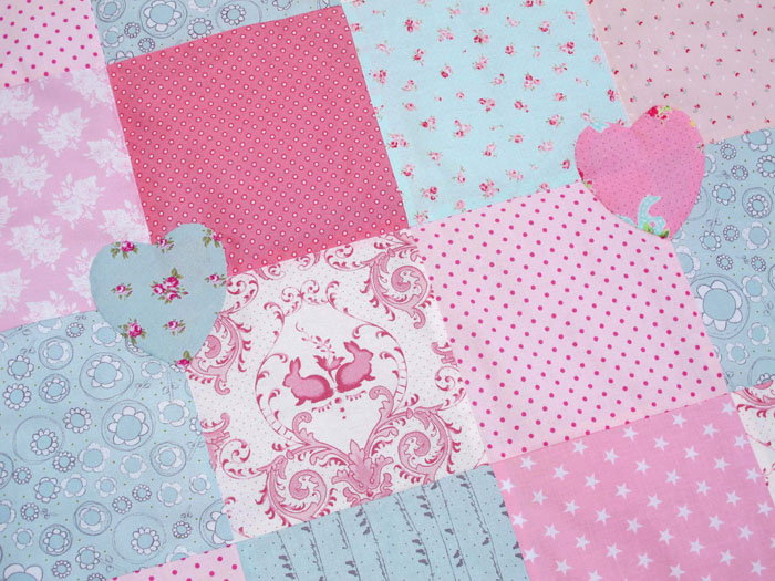 Patchwork Krabbeldecke rosa t&uuml;rkis
