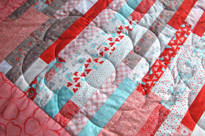 quilt patchwork tuerkis rosa weiss