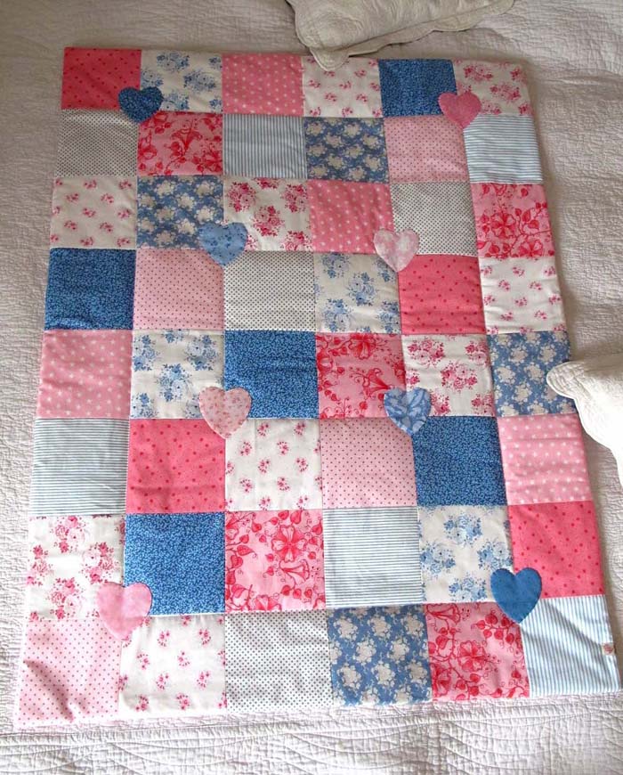 Patchwork Krabbeldecke blau rosa wei&szlig;